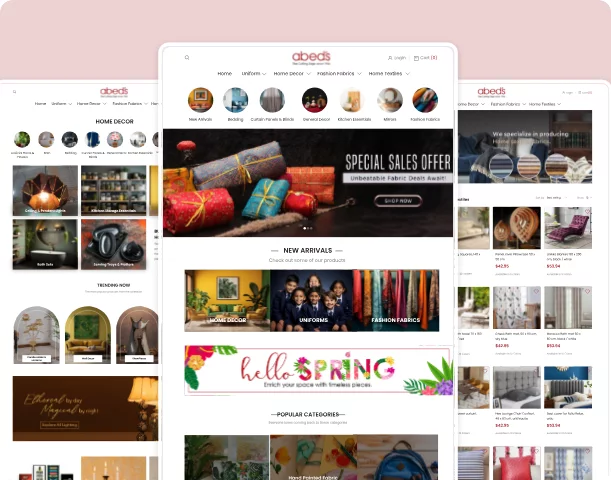 Modern ecommerce retail shopping website for Abeds