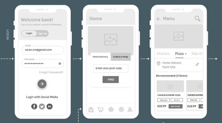 wireframe mobile app
